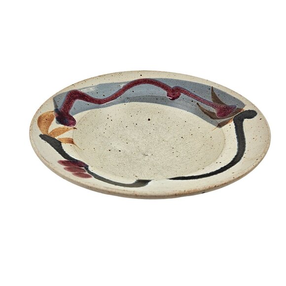 Handmade Ceramic Bowl Abstract Design 10in Rustic Pottery Decor Artisan Crafted - Picture 2 of 10